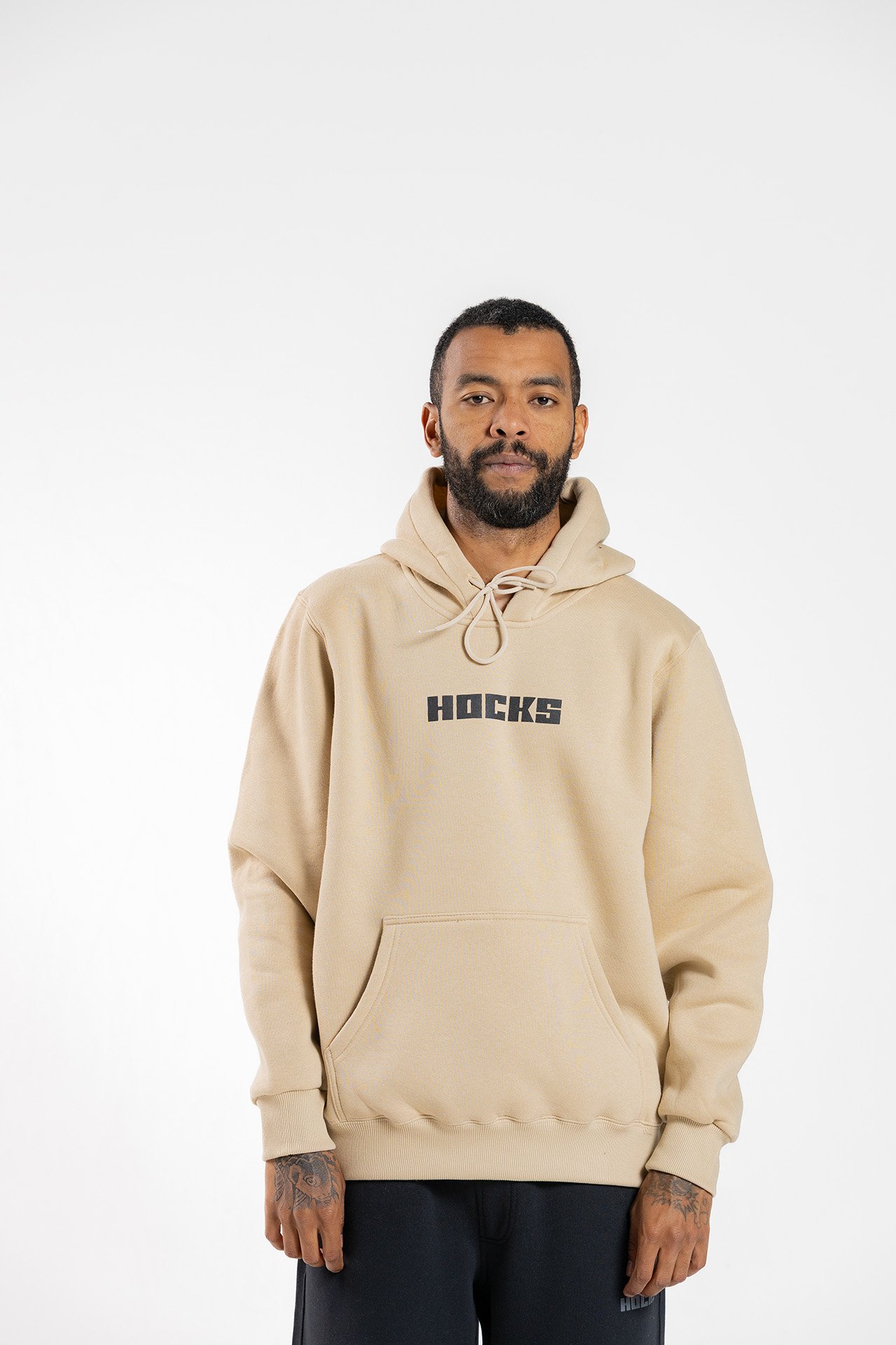 MOLETOM CANGURU HOCKS - LETTER BEGE