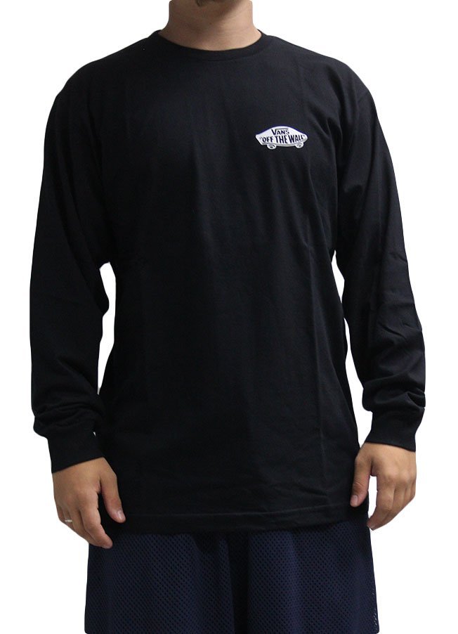 CAMISETA VANS MASCULINA - DOUBLE STANDARD MANGA LONGA BLACK