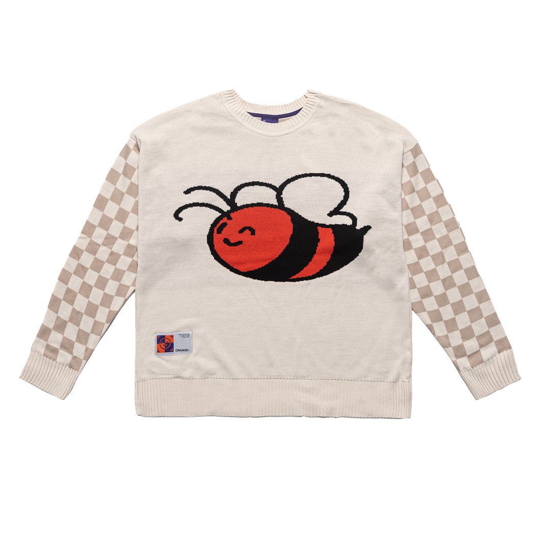 BLUSÃO TRICÔ ORANGE BEE OFF-WHITE
