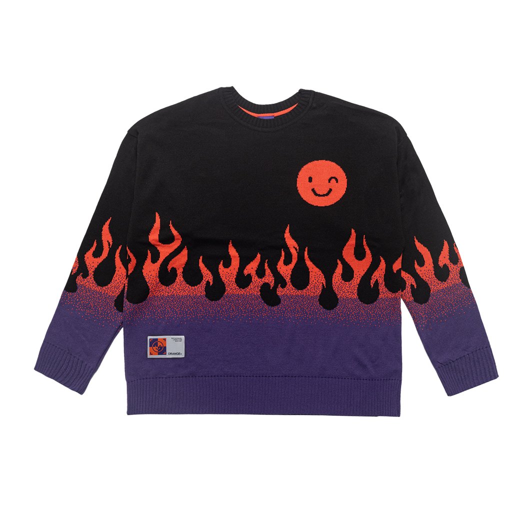 BLUSÃO TRICÔ ORANGE SMILE FLAME PRETO